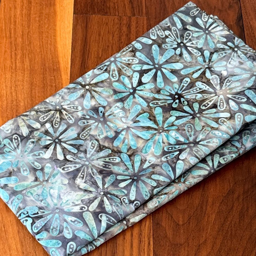 Blue Floral Batik Fabric 1 yard & 6”